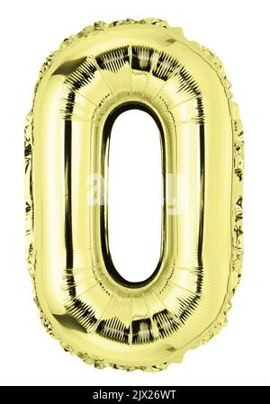 Letter O in golden mylar balloon isolated on white Stock Photo