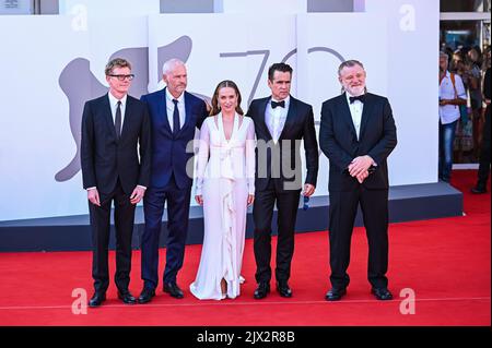 Graham Broadbent, director Martin McDonagh, Kerry Condon, Colin Farrell and Brendan Gleeson attend 'The Banshees Of Inisherin' red carpet at the 79th Stock Photo