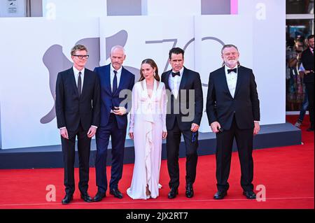 Graham Broadbent, director Martin McDonagh, Kerry Condon, Colin Farrell and Brendan Gleeson attend 'The Banshees Of Inisherin' red carpet at the 79th Stock Photo