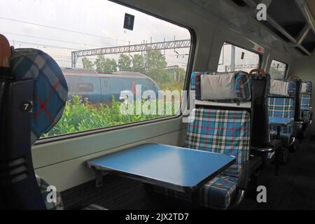 1st class British Rail APT,BREL and British Rail Research Division Adv Passenger Train prototype 370006 at Crewe,Cheshire,England,UK with Pendolino Stock Photo