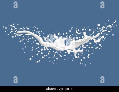 White liquid on blue background. Vector illustration. Stock Vector