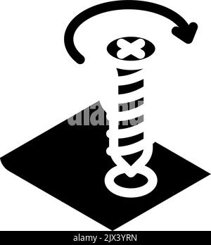 tighten screw screwdriver assembly furniture glyph icon vector illustration Stock Vector