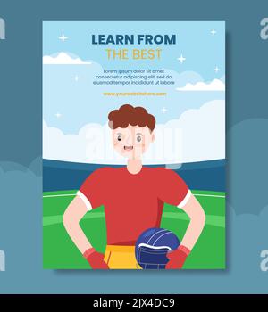 American Football Sports Player Poster Template Hand Drawn Cartoon Flat Illustration Stock Vector