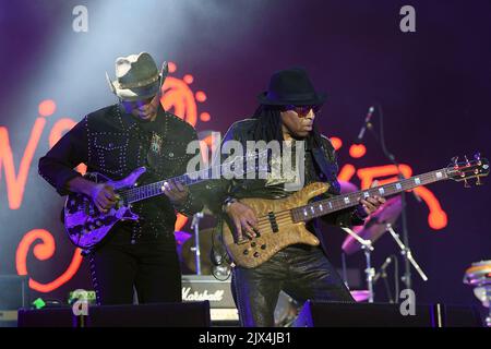 Rio de Janeiro, Brazil,September 2, 2022. Guitarist Vernon Reid and bassist Doug Wimbish of the rock band Living Colour, during a concert at Rock in R Stock Photo