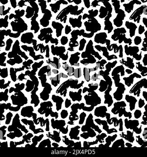 Black curved and wavy lines seamless pattern. Stock Vector
