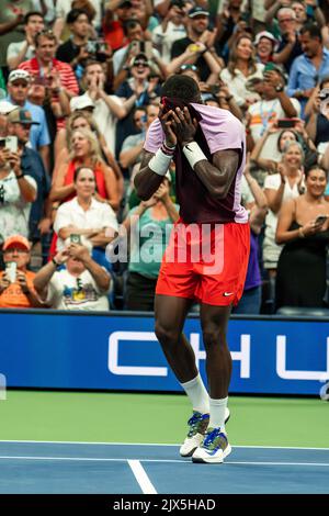 Frances Tiafoe (USA) defeats Rafael Nadal (ESP) in R4 at the 2022 US Open. Stock Photo