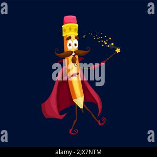Cartoon school eraser mage, wizard or warlock character. Isolated ...