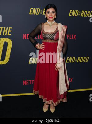 Sonali Chandra arrives at the premiere of "End of the Road" on Tuesday