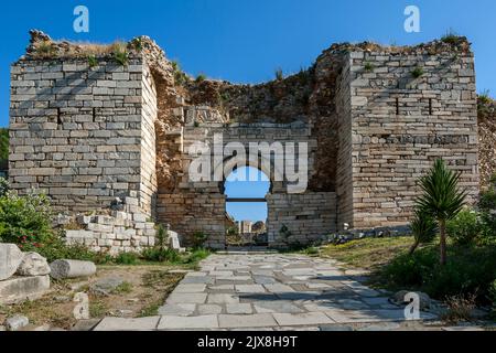 The entrance Gate of Persecution at the ruins of the Basilica of St John at Selcuk in Turkey. It was built in the 6th century. Stock Photo