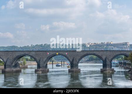 View of the historic bridge called Balduinbruecke in the german city Koblenz Stock Photo