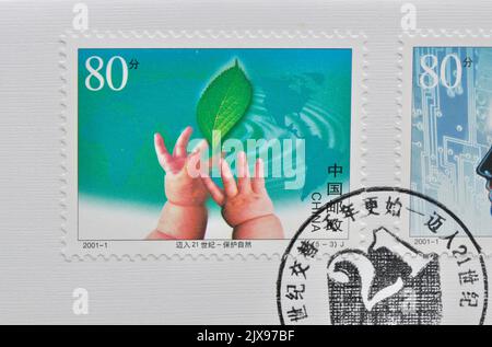 CHINA - CIRCA 2001: A stamp printed in China shows 2001-1 Natural Protection,  ,circa 2001 Stock Photo