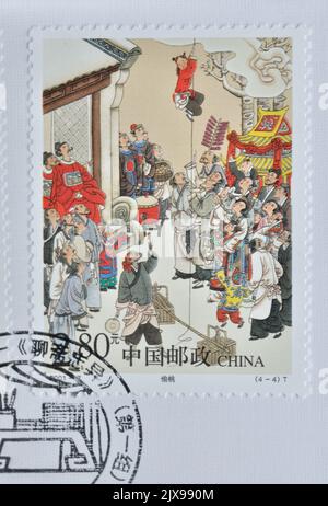 CHINA - CIRCA 2001: A stamp printed in China shows 2001-7, Scott 3098-102 Strange Stories from a Chinese Studio---One of China's Famous Classical Lite Stock Photo