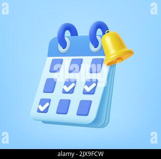 3D Calendar with check mark Stock Vector