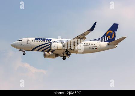 Mexico City, Mexico - April 14, 2022: Magnicharters Boeing 737-300 airplane at Mexico City airport (MEX) in Mexico. Stock Photo