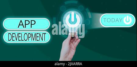 Text showing inspiration App DevelopmentDevelopment services for awesome mobile and web experiences. Concept meaning Development services for awesome Stock Photo