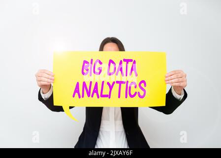 Sign displaying Big Data AnalyticsThe process of examining large and varied data sets. Business overview The process of examining large and varied Stock Photo
