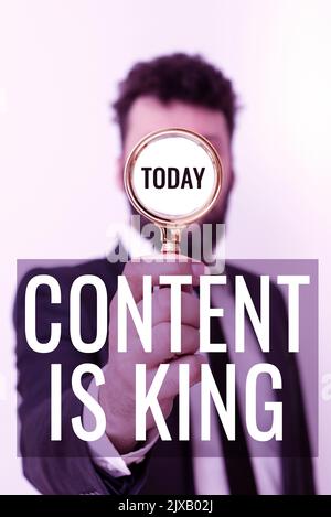 Conceptual caption Content Is KingContent is the heart of today's marketing strategies. Word for Content is the heart of todays marketing strategies Stock Photo