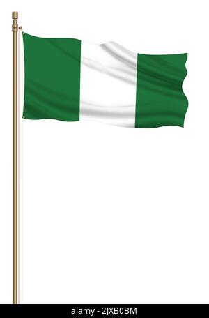3D Flag of Nigeria on a pillar Stock Photo - Alamy