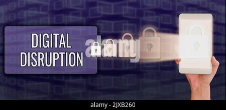 Inspiration showing sign Digital DisruptionChanges that affect technology markets Product makeover. Business idea Changes that affect technology Stock Photo
