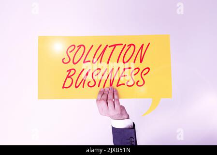 Text caption presenting Solution BusinessMarketing and advertising Payroll Accounting Research. Concept meaning Marketing and advertising Payroll Stock Photo