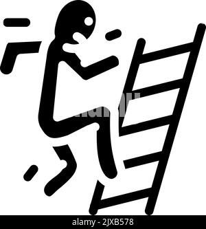fall ladder accident glyph icon vector. fall ladder accident sign ...