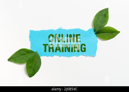 Sign displaying Online TrainingTake the education program from the electronic means. Business approach Take the education program from the electronic Stock Photo