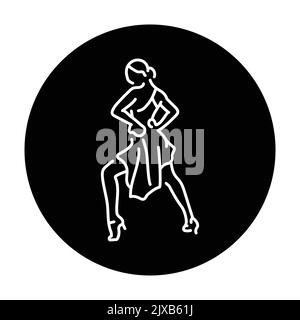 Woman dancing salsa color line icon. Latin dance. Stock Vector