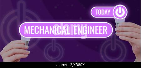 Text caption presenting Mechanical Engineer. Conceptual photo Applied Engineering Discipline for Mechanical System Stock Photo