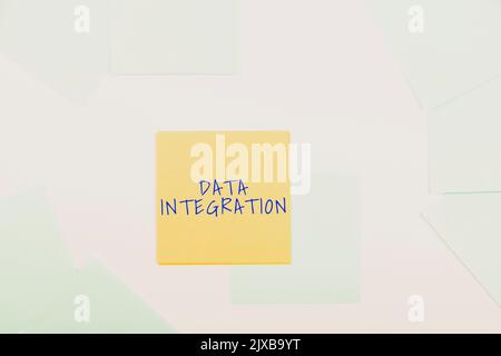 Sign displaying Data Integrationcombination of technical and business processes to combine. Business overview combination of technical and business Stock Photo
