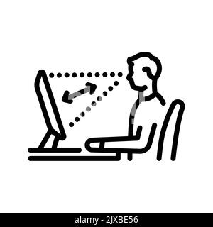 Correct distance to screen olor line icon. Pictogram for web page Stock Vector