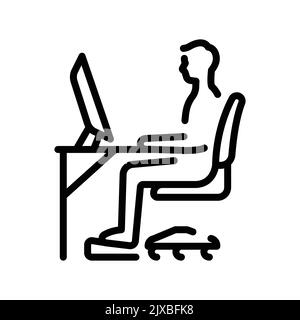 Correct sitting posture olor line icon. Pictogram for web page Stock Vector