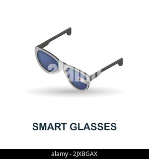 Smart Glasses icon. 3d illustration from artificial intelligence collection. Creative Smart Glasses 3d icon for web design, templates, infographics Stock Vector