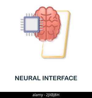 Neural Interface icon. 3d illustration from artificial intelligence collection. Creative Neural Interface 3d icon for web design, templates Stock Vector