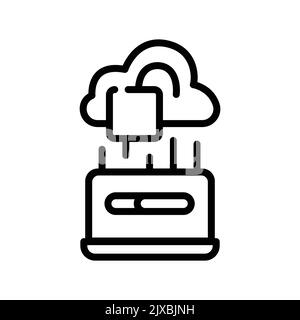 Cloud hacking olor line icon. Pictogram for web page Stock Vector