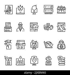 Cybercrime color line icons set. Signs for web page Stock Vector