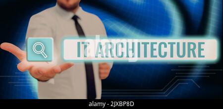 Text sign showing It ArchitectureArchitecture is applied to the process of overall structure. Business approach Architecture is applied to the process Stock Photo