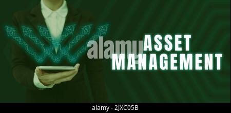 Text caption presenting Asset Managementsystematic process of operating ...