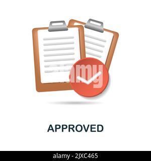 Approved icon. 3d illustration from banking collection. Creative Approved 3d icon for web design, templates, infographics and more Stock Vector