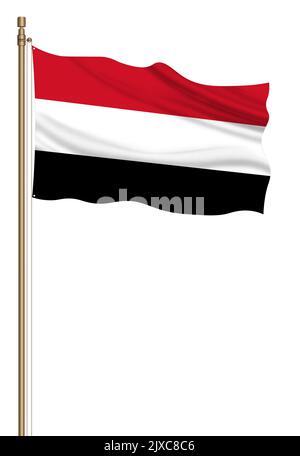 3D Flag of Yemen on a pillar Stock Photo - Alamy