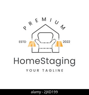 Furniture vector illustration design, Home Stage Living Room Business Logo, Furniture Decoration Design, Property Maintenance Furniture Vector Templat Stock Vector