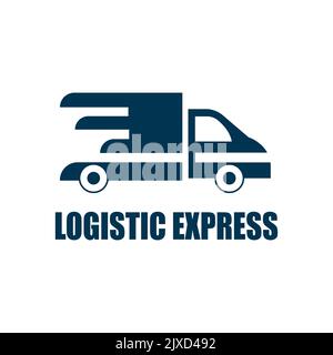 Fast logistics delivery car illustration design logo, icon, express simple car symbol, template Stock Vector