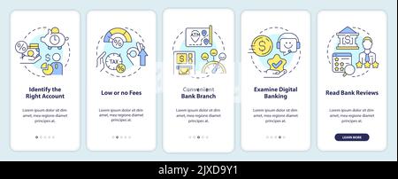 Choose bank onboarding mobile app screen Stock Vector