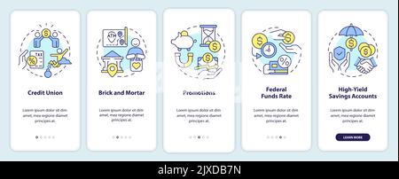 Savings accounts onboarding mobile app screen Stock Vector