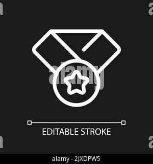 Award badge pixel perfect white linear ui icon for dark theme Stock Vector