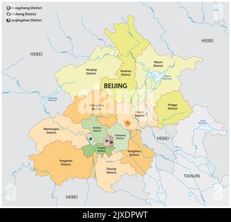 Map administrative divisions of the Chinese capital Beijing Stock Photo