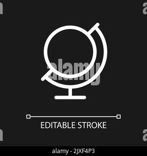 Earth ball globe pixel perfect white linear ui icon for dark theme Stock Vector