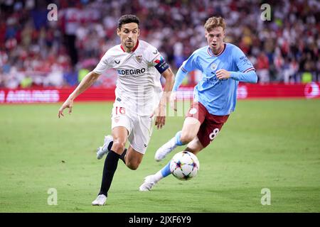 Seville, Spain. 06th Sep, 2022. Jesus Navas (16) of Sevilla FC seen during the UEFA Champions League match between Sevilla FC and Manchester City at Estadio Ramon Sanchez Pizjuan in Seville. (Photo Credit: Gonzales Photo/Alamy Live News Stock Photo