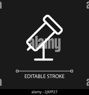 Telescope pixel perfect white linear ui icon for dark theme Stock Vector