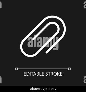 Paperclip pixel perfect white linear ui icon for dark theme Stock Vector
