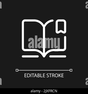 Reading e book pixel perfect white linear ui icon for dark theme Stock Vector